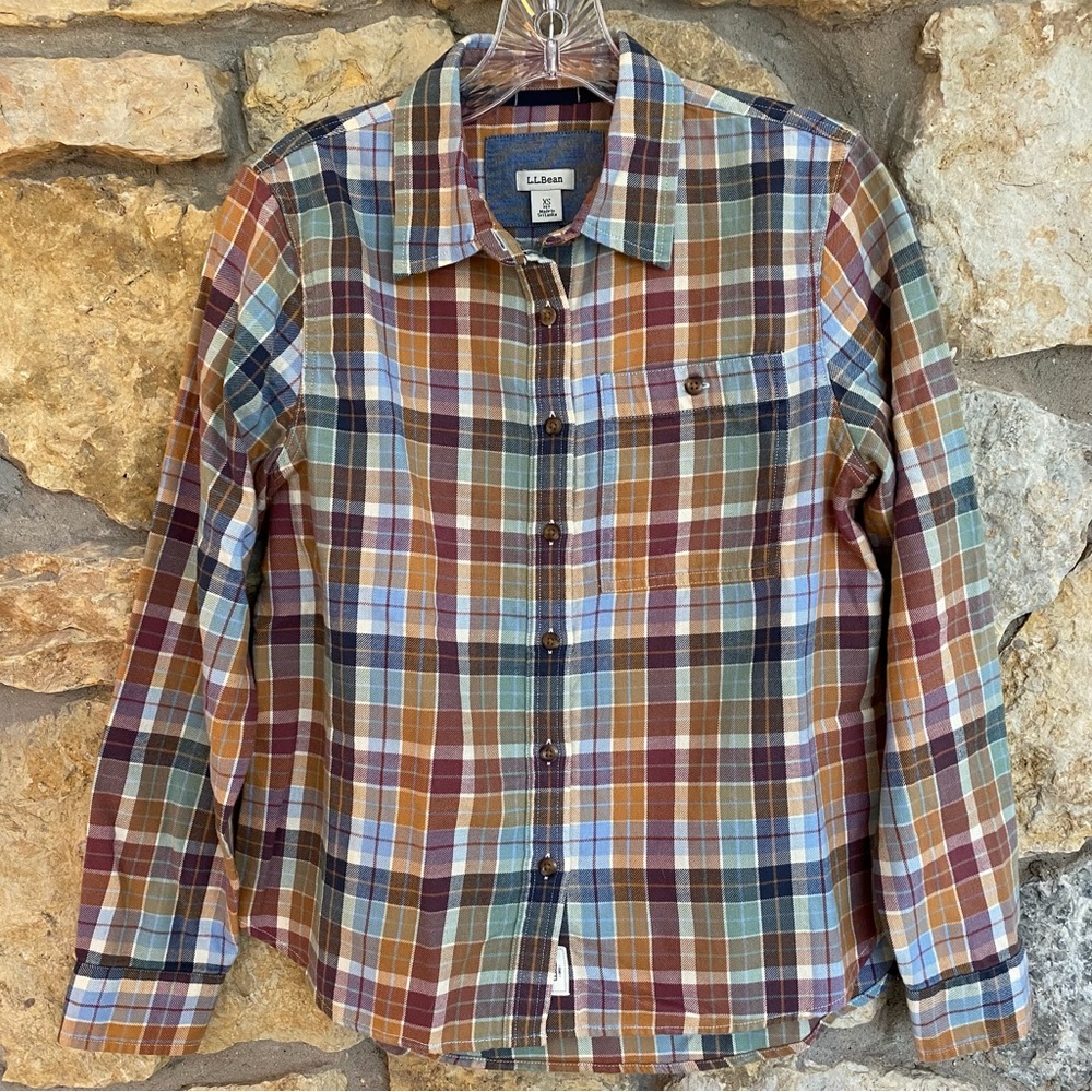 L.L. Bean Rangeley Plaid Flannel Shirt XSP